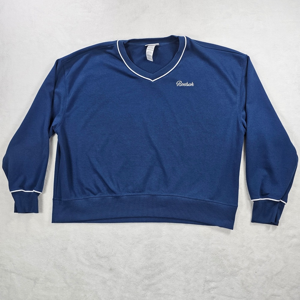 Reebok Sweatshirt Womens XXXL Blue Excellent V-Neck Pullover RDW261TL05